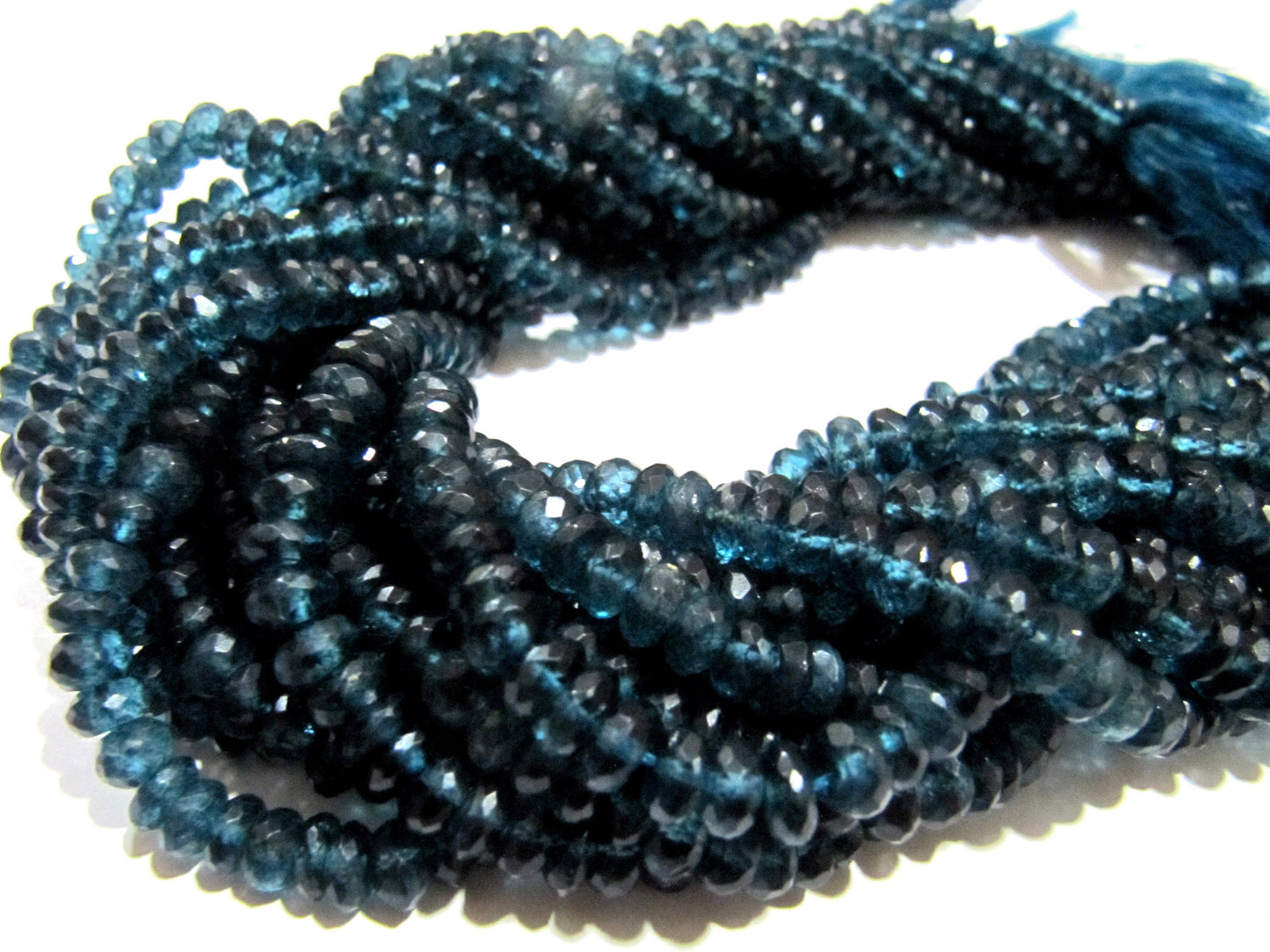 Natural Topaz 6 to 7mm Beads Rondelle Faceted London Blue color Topaz Sold per Strand 8 Inches long