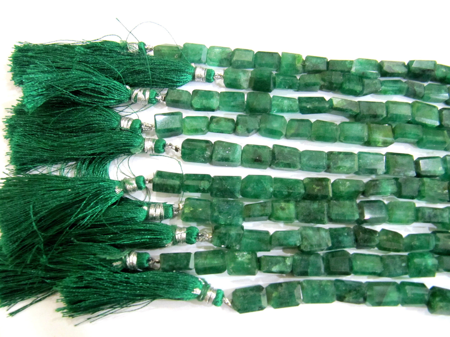Natural Emerald Beryl Briolette Nugget Tumbled 9to10mm Beads Sold Per strand 8 Inches Long Laser Cut Green Gemstone Beads