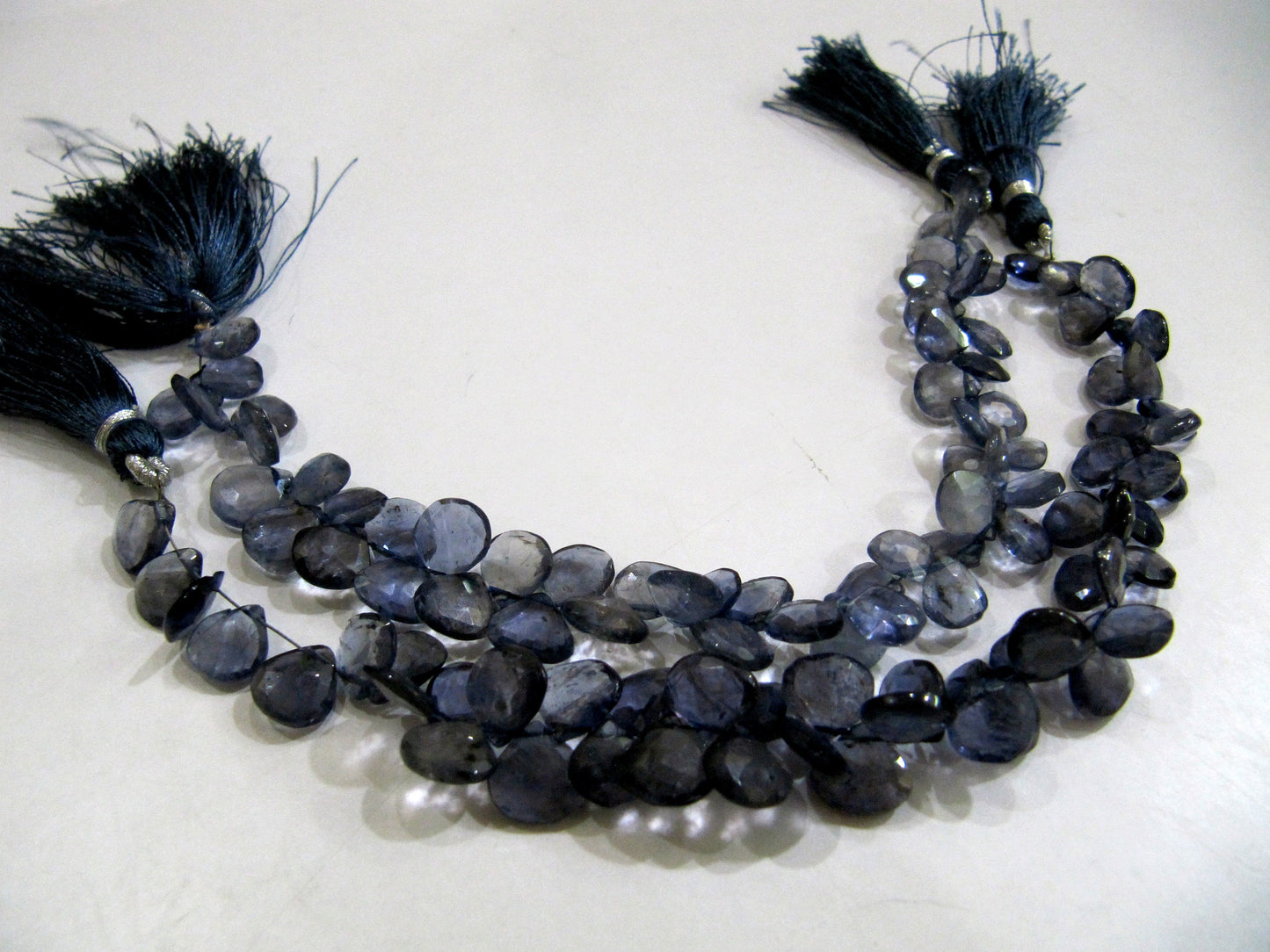 Natural Iolite Heart Shape Briolette Beads 7-8mm Sold Per strand 8 Inches long