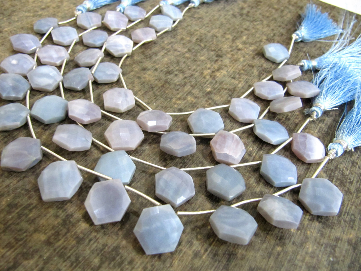 Natural Lavender Opal Hexagon Shape briolette Beads 13x14mm Sold Per Strand 9 Inches long