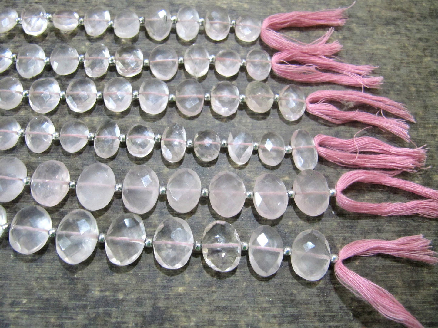Natural Rose Quartz Oval Shape Briolette 10x15mm Beads sold Per Strand 10 Inches Long