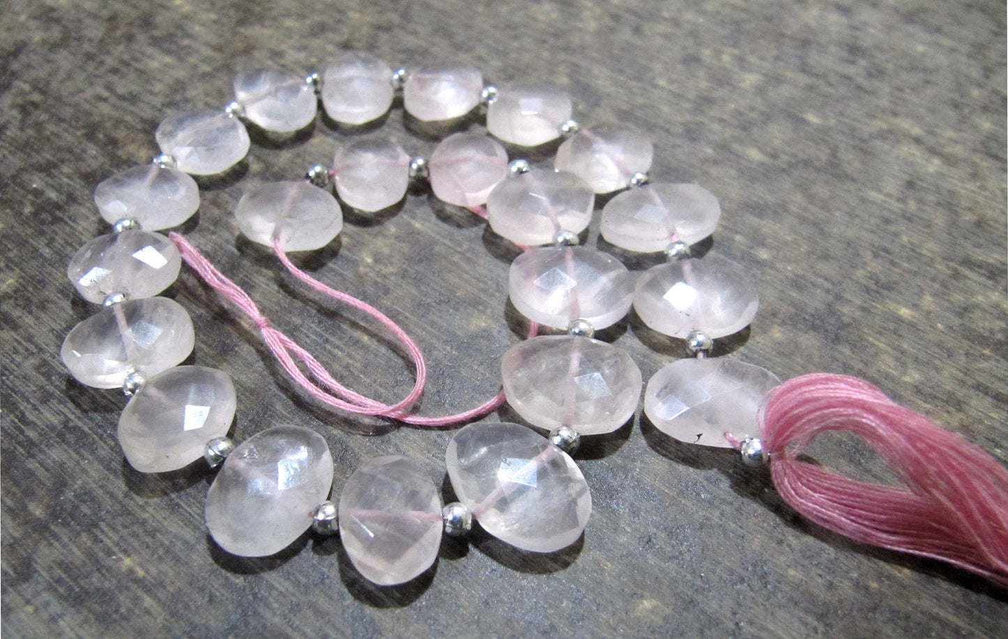 Natural Rose Quartz Oval Shape Briolette 10x15mm Beads sold Per Strand 10 Inches Long