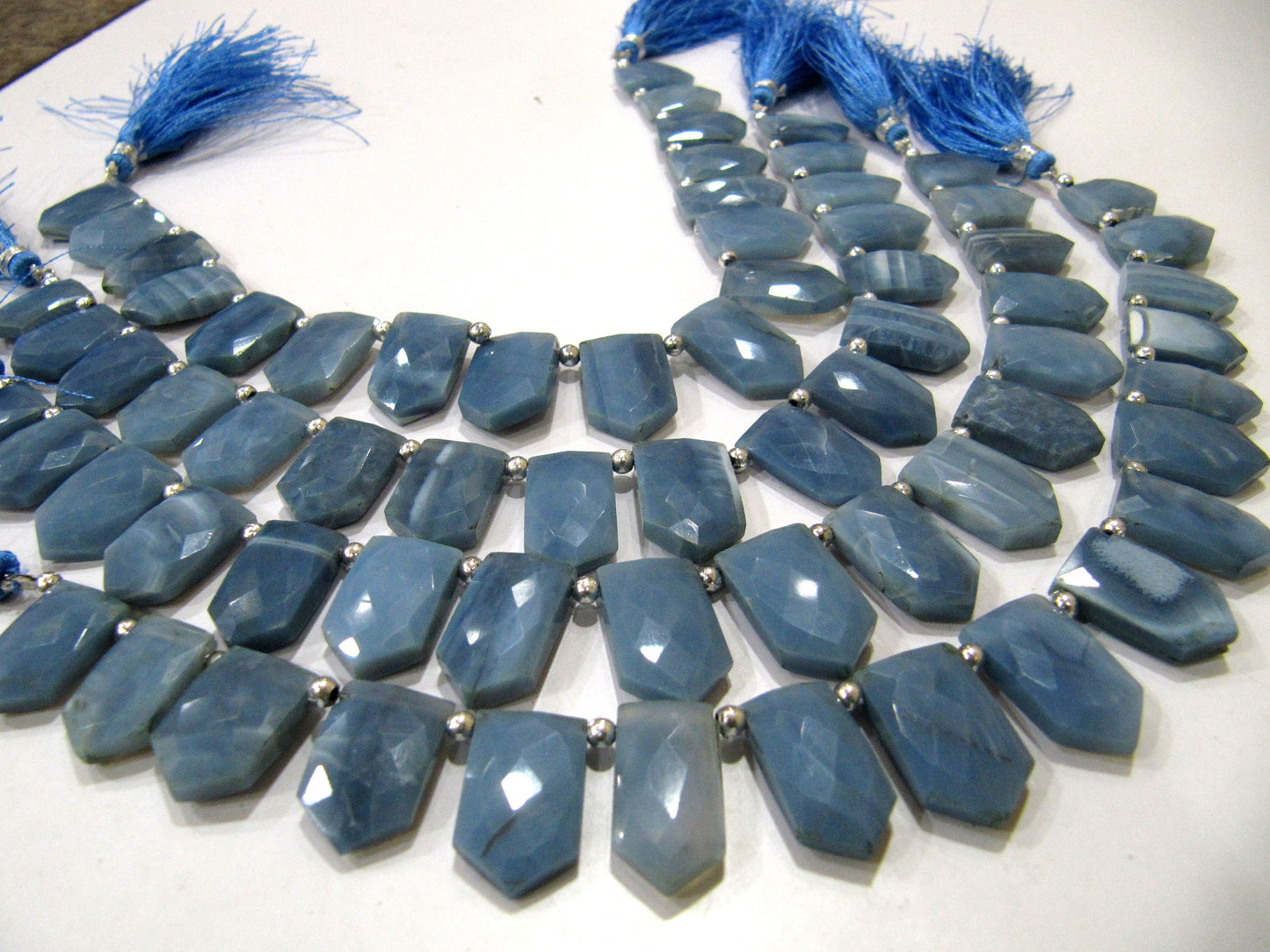Natural Blue Opal Pencil Arrow  Shape 12x18mm Beads Sold Per Strand 10 Inches Long For Jewellery Making