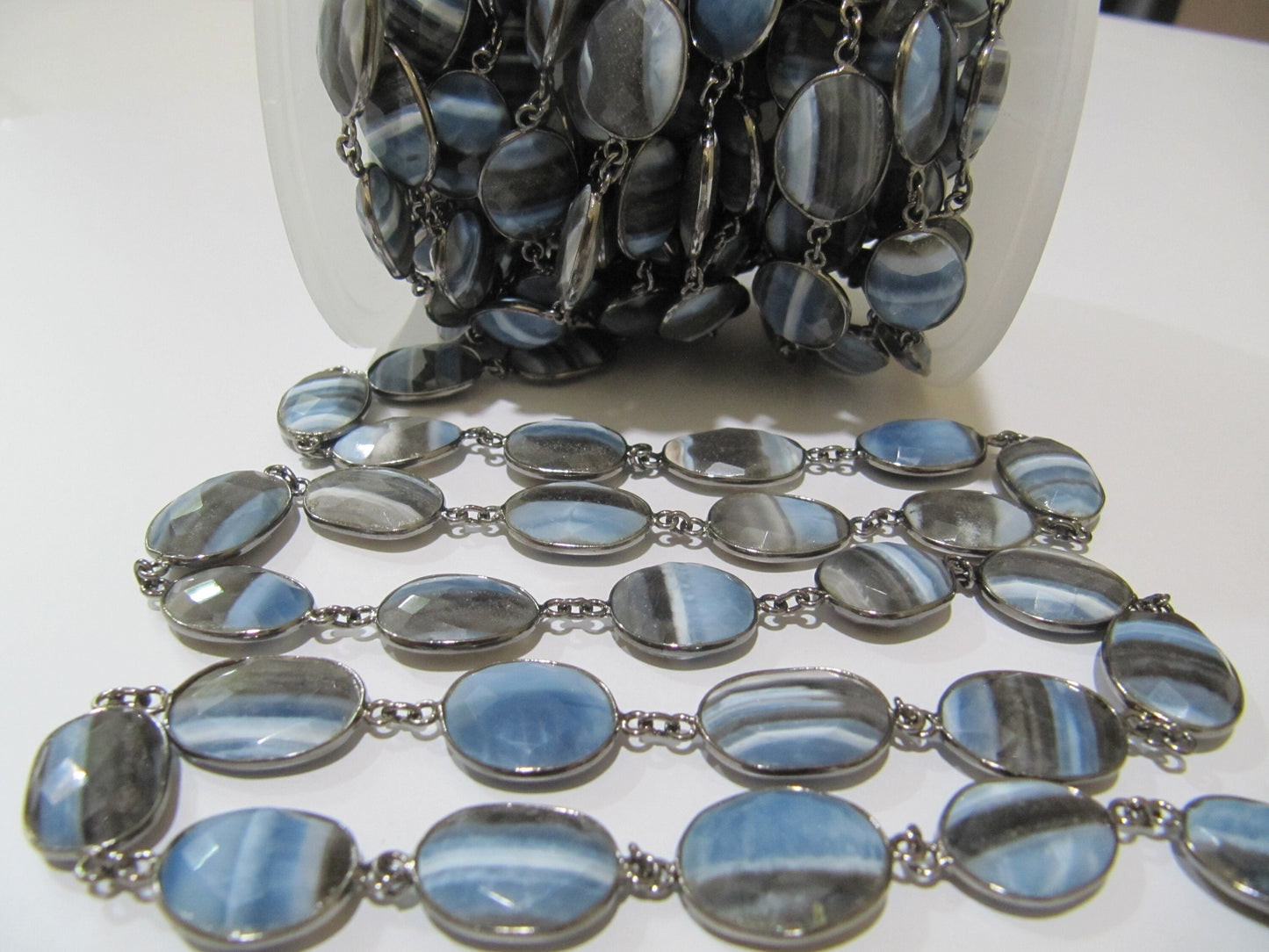 Natural Boulder Opal Uneven  Free Shape Briolette Faceted Connector Chain Size 12-15mm Sold Per Foot High Quality Bead Wholesale price