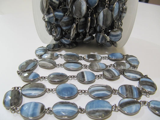 Natural Boulder Opal Uneven  Free Shape Briolette Faceted Connector Chain Size 12-15mm Sold Per Foot High Quality Bead Wholesale price