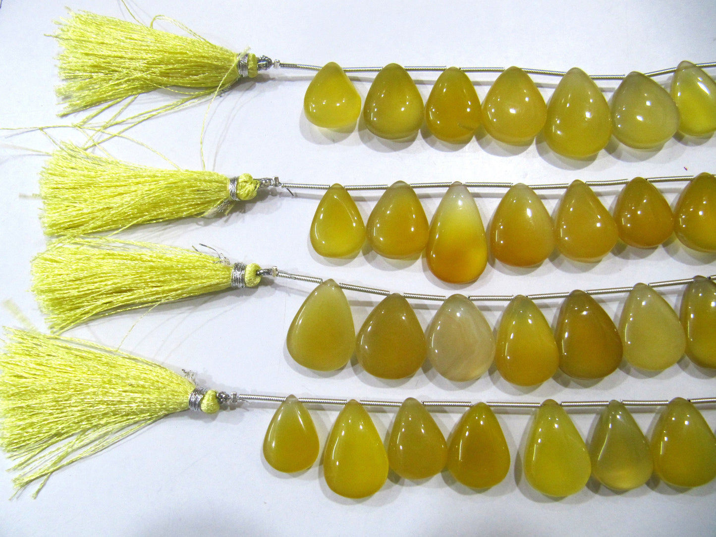 Natural Chalcedony Pear Heart Shape 15 to 20mm Plain Smooth Beads sold Per Strand 8 inches Long Gemstone Yellow Stone beads