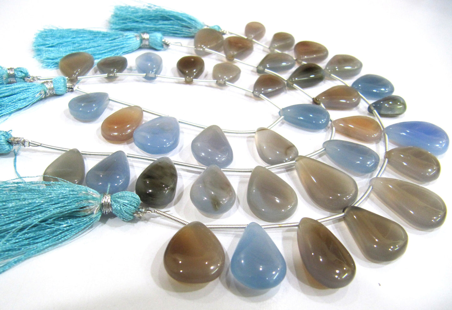 Natural Chalcedony Pear  Shape 15 to 20mm Plain Smooth Beads sold Per Strand 8 inches Long multi GemStone beads