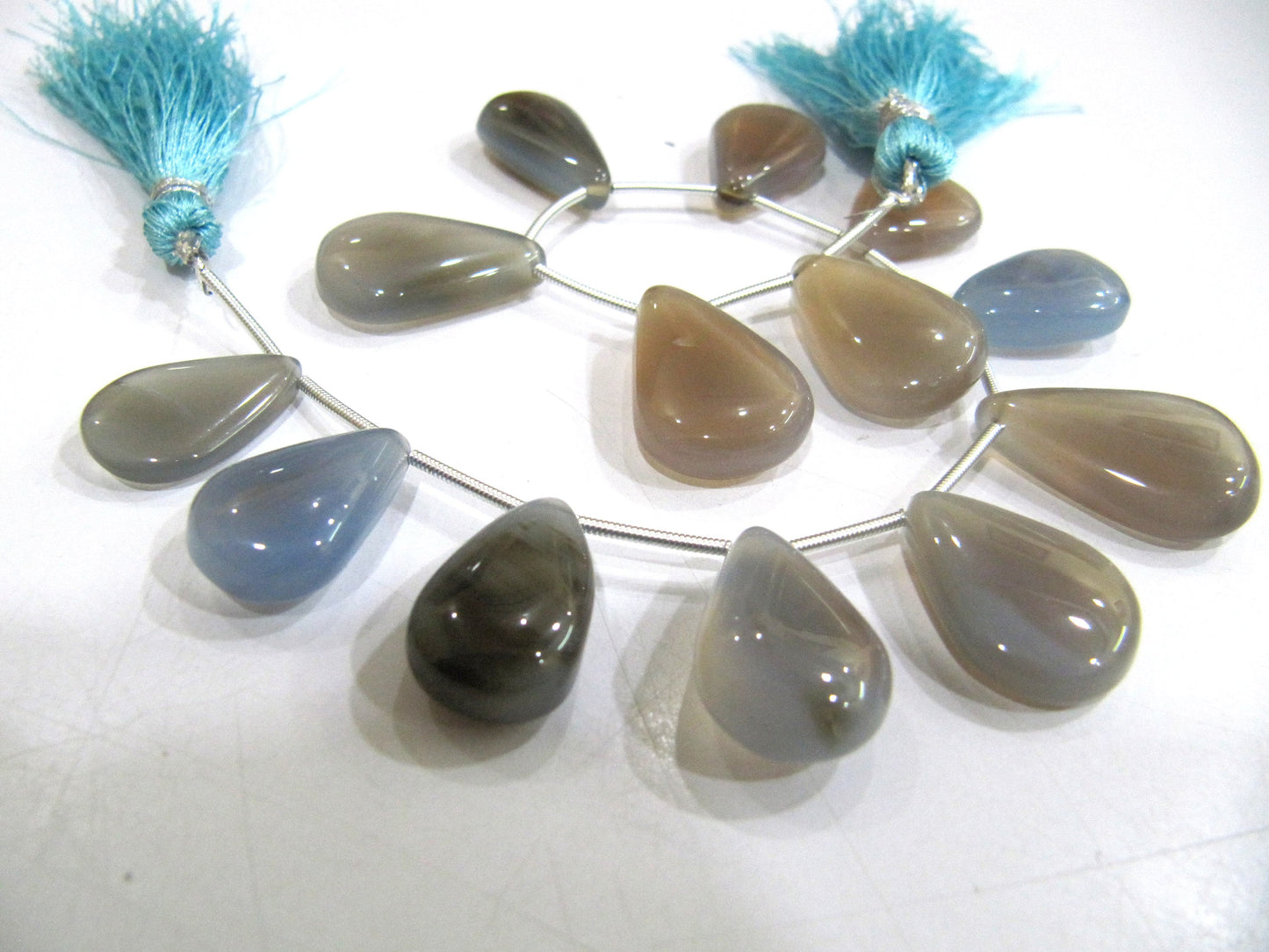 Natural Chalcedony Pear  Shape 15 to 20mm Plain Smooth Beads sold Per Strand 8 inches Long multi GemStone beads