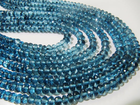 Topaz London Blue Color 8mm Rondelle Faceted Gemstone Beads Sold Per Strand 8 Inches Long Great Quality Beads