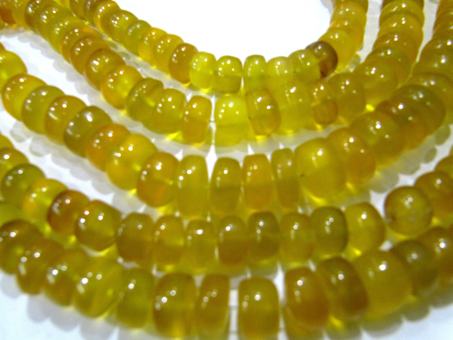 Natural Yellow Chalcedony Rondelle Plain Smooth 10-12mm Beads 8 inches long Jewellery making Beads