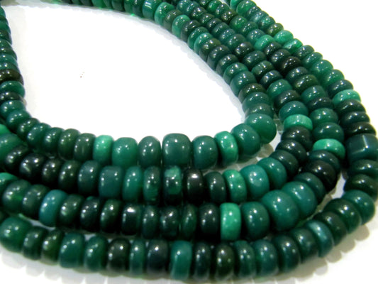 Natural Green Onyx Chalcedony Rondelle Plain Smooth 7to12mm Beads Sold Per Strand 8 inches long Jewellery making Beads