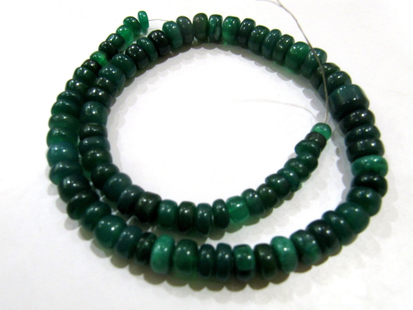 Natural Green Onyx Chalcedony Rondelle Plain Smooth 7to12mm Beads Sold Per Strand 8 inches long Jewellery making Beads
