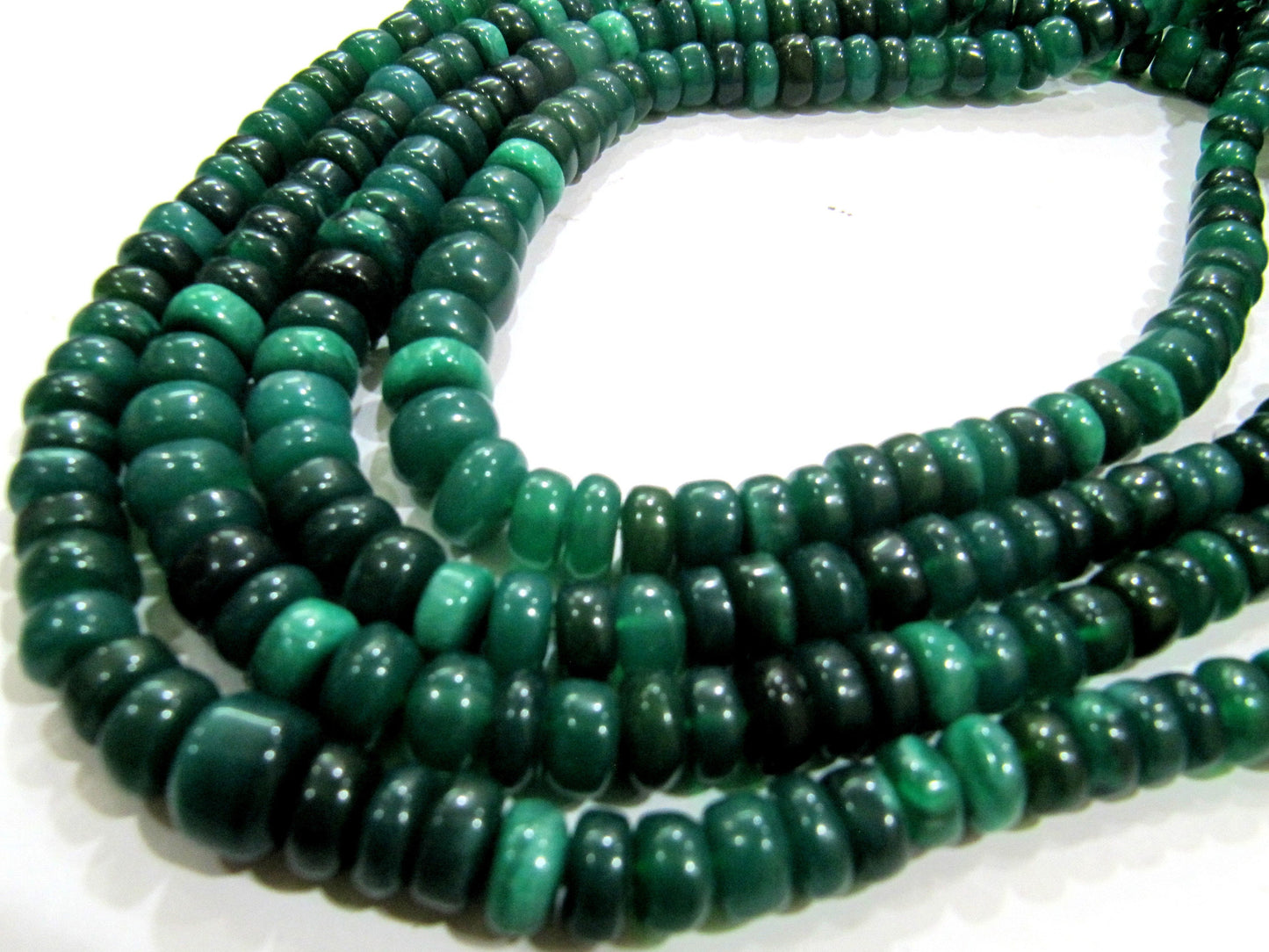 Natural Green Onyx Chalcedony Rondelle Plain Smooth 7to12mm Beads Sold Per Strand 8 inches long Jewellery making Beads