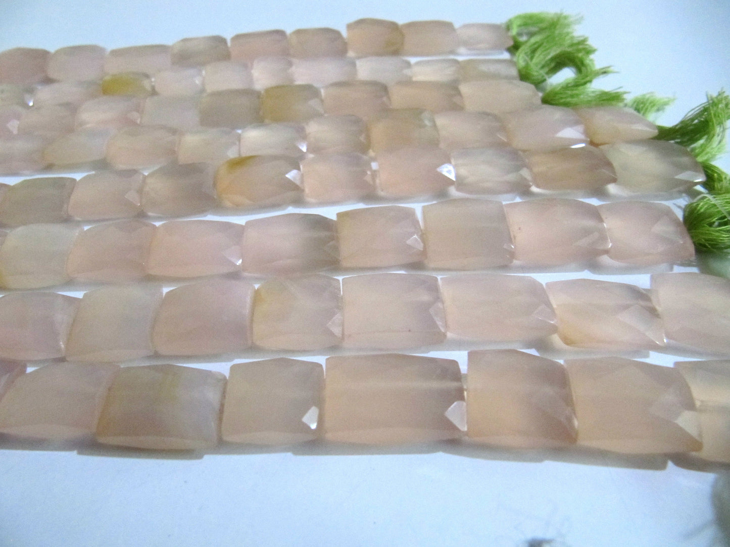 Natural Rose quartz chalcedony Square Cushion Briolette  12 to16 Beads Sold per Strand 8 inches Long