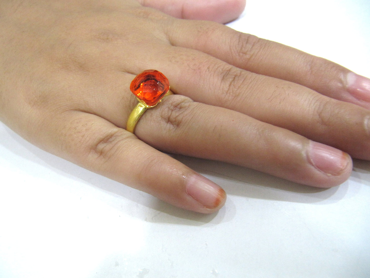 Gemstone Rings Cushion shape  Gemstone Rings Gold plated Flexible Size Sold Per Piece Choose The Color