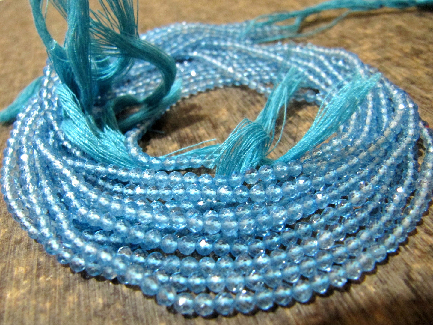Natural Sky Blue Topaz 3mm Round faceted Beads Sold per Strand 13 Inches Long  Best Quality Gemstone beads