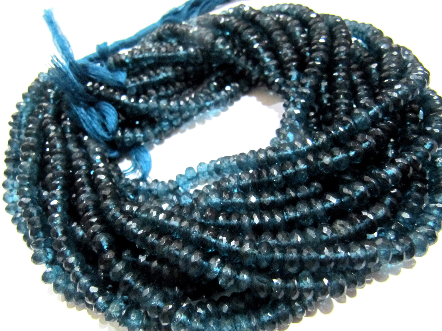 Natural Topaz 6 to 7mm Beads Rondelle Faceted London Blue color Topaz Sold per Strand 8 Inches long