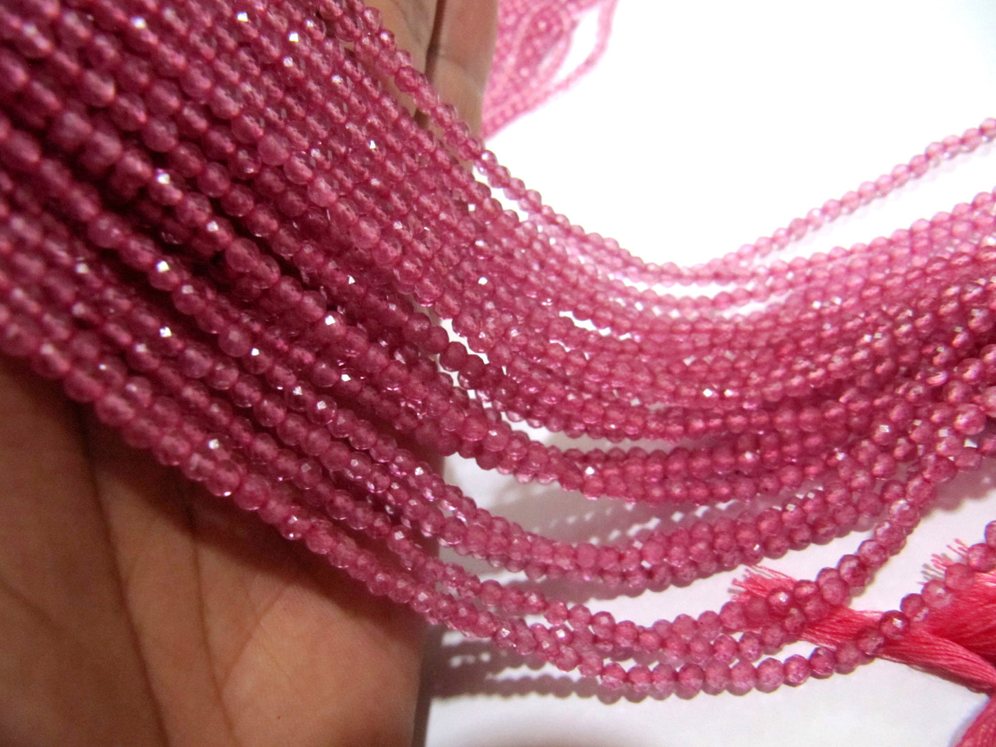 Natural Topaz Rondelle Faceted 2.5 to 4mm Beads Pink Color Gemstone Beads Sold Per strand 13 inches long Choose The Size