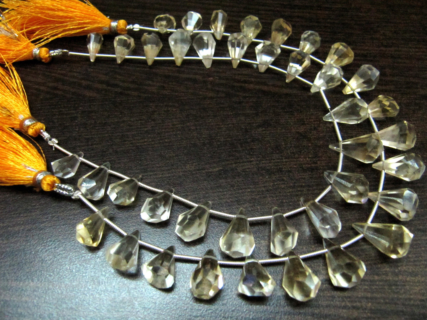 Natural Citrine Briolette Faceted Teardrop 6x10mm to 9x15mm Beads Sold per Strand 8 inches long Top Quality Beads