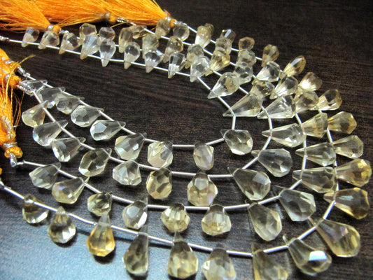 Natural Citrine Briolette Faceted Teardrop 6x10mm to 9x15mm Beads Sold per Strand 8 inches long Top Quality Beads