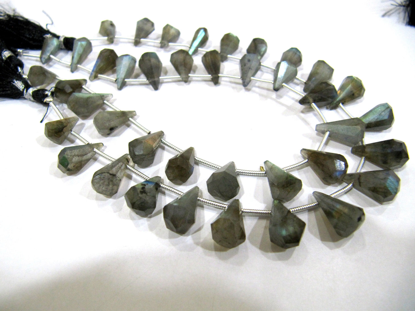 Natural Labradorite Blue Flashy  Briolette Faceted Teardrop 6x10mm to 9x15mm Beads Sold per Strand 8 inches long Top Quality Beads
