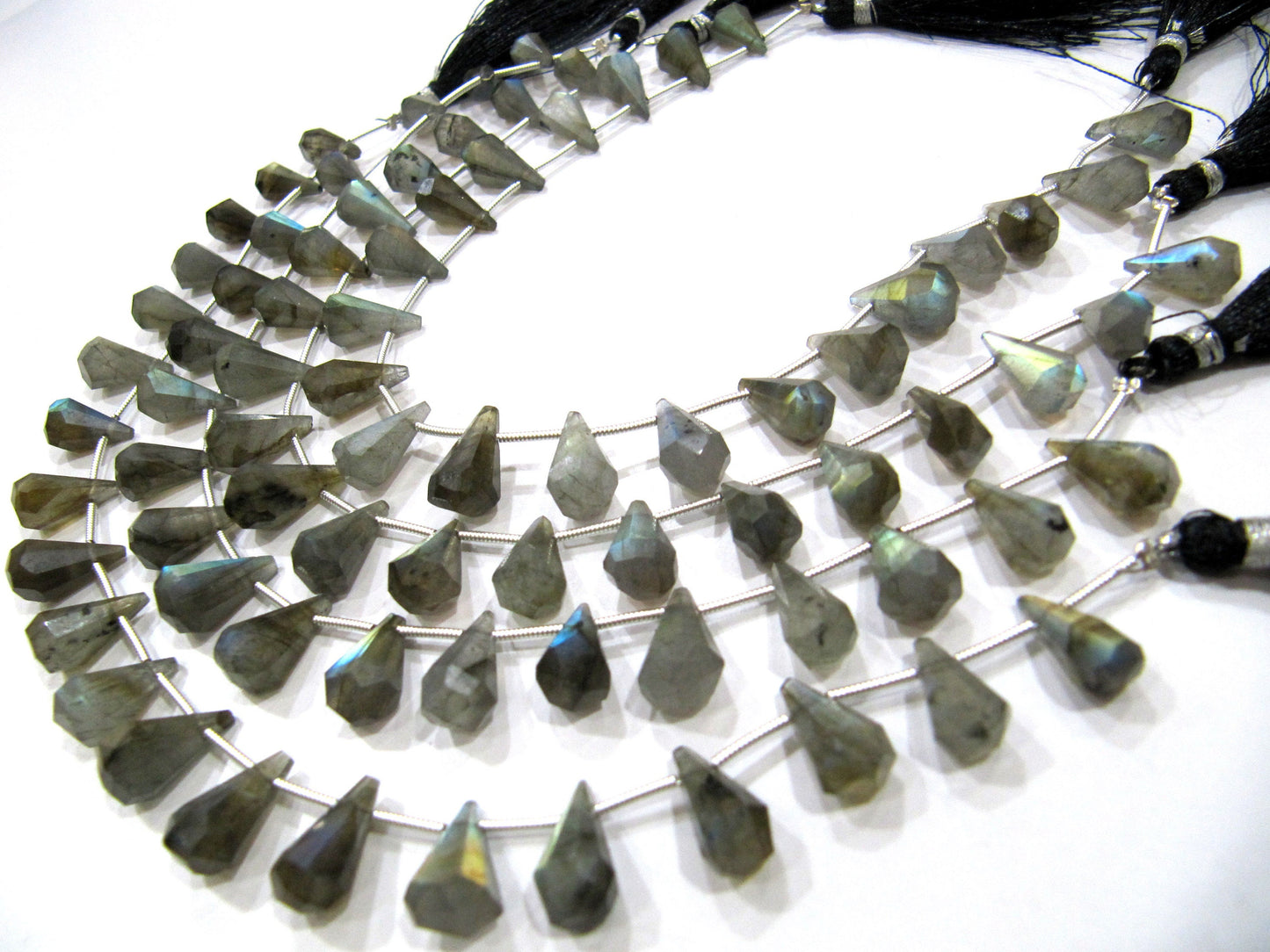 Natural Labradorite Blue Flashy  Briolette Faceted Teardrop 6x10mm to 9x15mm Beads Sold per Strand 8 inches long Top Quality Beads