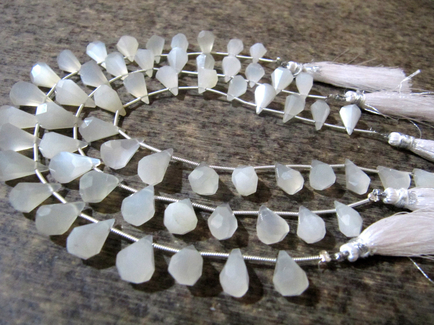 Natural White Moonstone Briolette Faceted Teardrop 6x10mm to 9x15mm Beads Sold per Strand 8 inches long Top Quality Beads