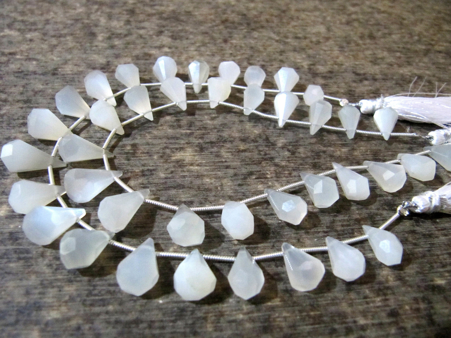 Natural White Moonstone Briolette Faceted Teardrop 6x10mm to 9x15mm Beads Sold per Strand 8 inches long Top Quality Beads