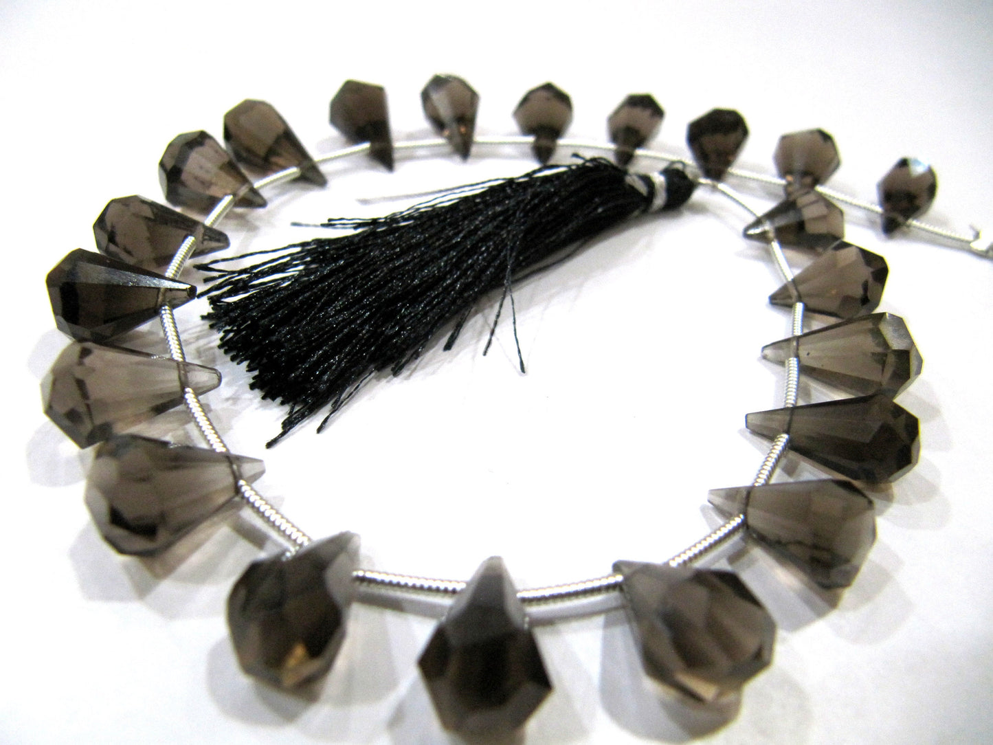 Natural Smoky Quartz Briolette Faceted Teardrop 6x10mm to 9x15mm Beads Sold per Strand 8 inches long Top Quality Beads