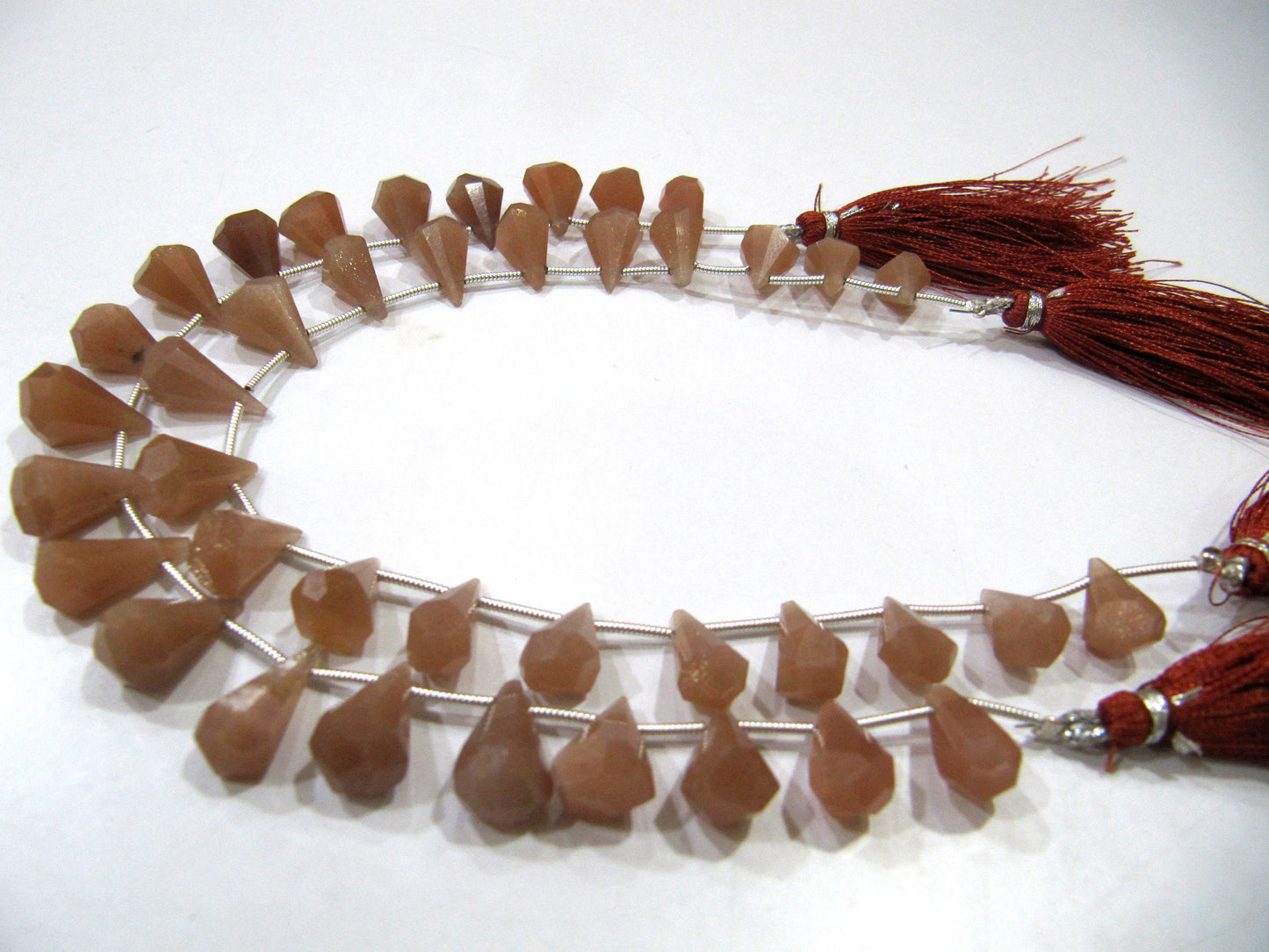 Natural Peach moonstone  Briolette Faceted Teardrop 6x10mm to 9x15mm Beads Sold per Strand 8 inches long Top Quality Beads