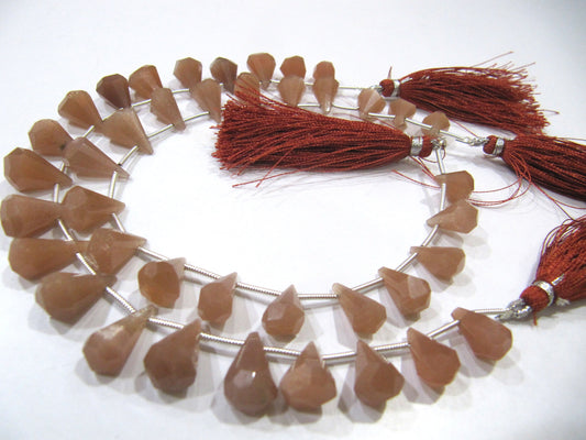 Natural Peach moonstone  Briolette Faceted Teardrop 6x10mm to 9x15mm Beads Sold per Strand 8 inches long Top Quality Beads