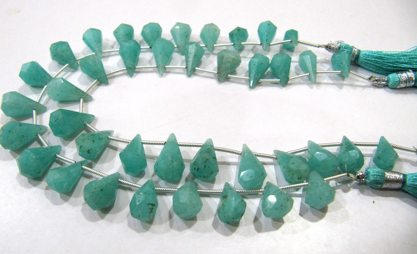 Natural amazonite Briolette Faceted Teardrop 6x10mm to 9x15mm Beads Sold per Strand 8 inches long Top Quality Beads
