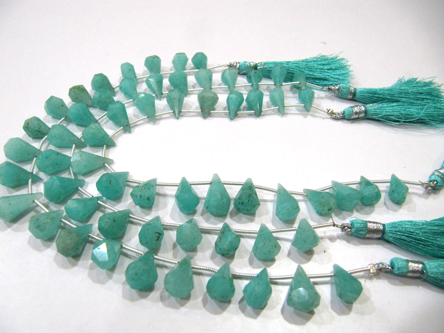 Natural amazonite Briolette Faceted Teardrop 6x10mm to 9x15mm Beads Sold per Strand 8 inches long Top Quality Beads