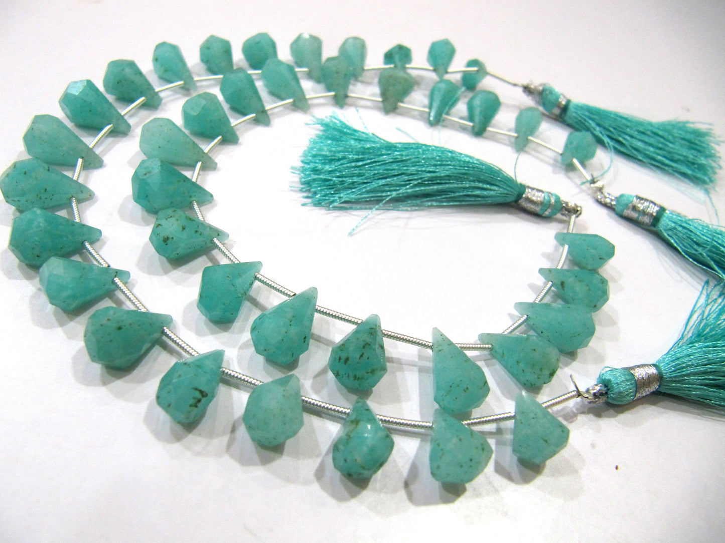 Natural amazonite Briolette Faceted Teardrop 6x10mm to 9x15mm Beads Sold per Strand 8 inches long Top Quality Beads