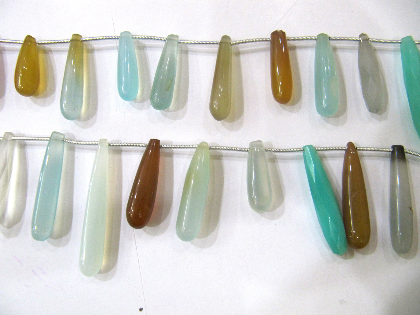 Natural Multi Color Chalcedony Tear Drop Plain Smooth 1 to 2 Inch Long Gemstone Beads  Strand 8 Inches Sold Per Strand Jewelry Making Beads