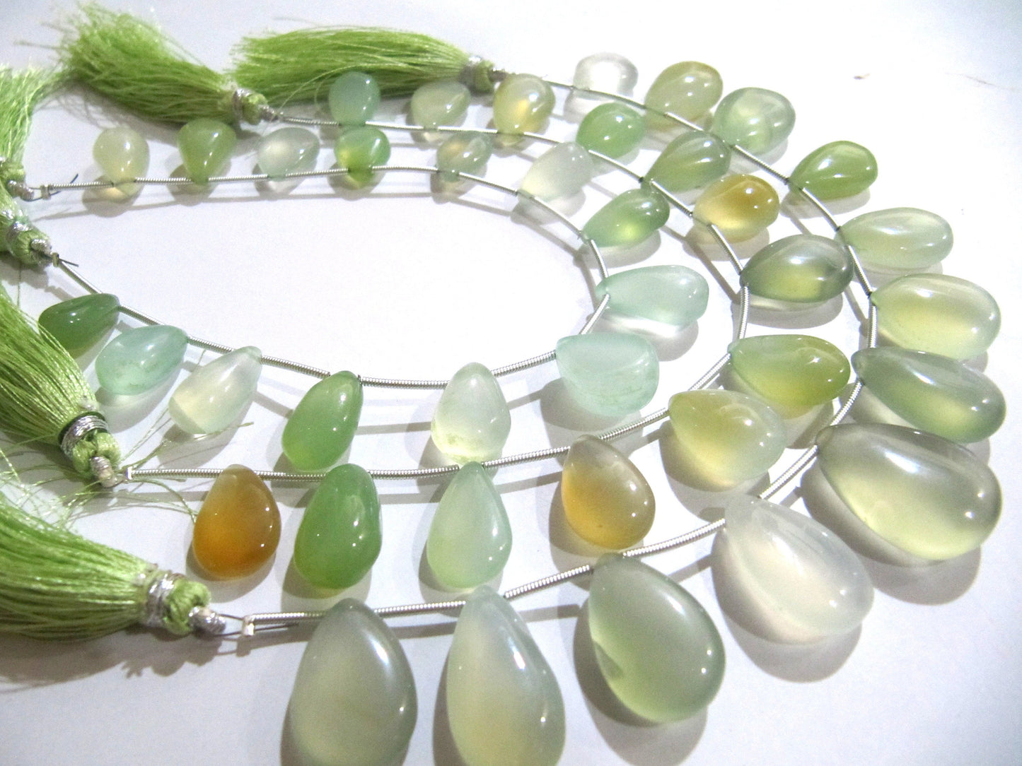 Natural Chalcedony Pear  Shape  Plain Smooth Beads Sold Per Strand 8 inches Long multi GemStone beads