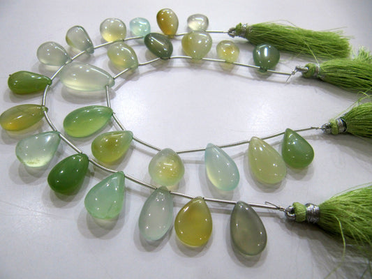 Natural Chalcedony Pear  Shape  Plain Smooth Beads Sold Per Strand 8 inches Long multi GemStone beads