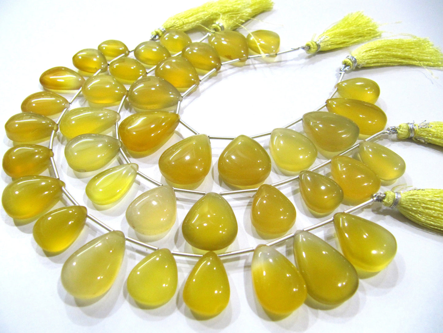 Natural Chalcedony Pear Heart Shape 15 to 20mm Plain Smooth Beads sold Per Strand 8 inches Long Gemstone Yellow Stone beads