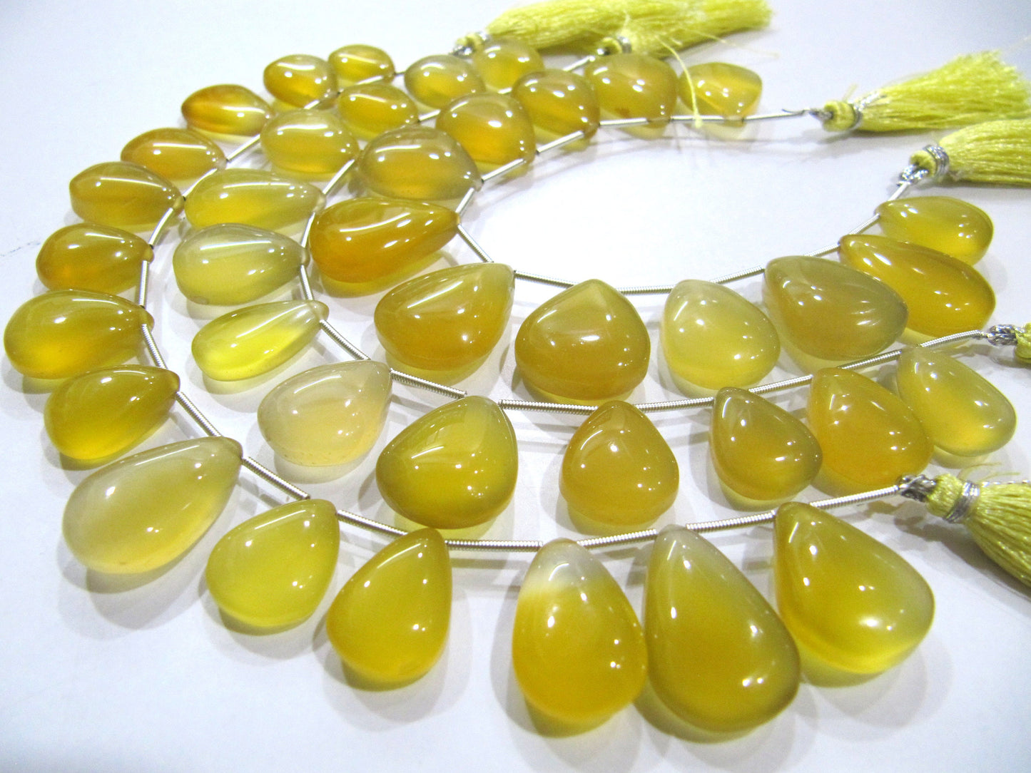 Natural Chalcedony Pear Heart Shape 15 to 20mm Plain Smooth Beads sold Per Strand 8 inches Long Gemstone Yellow Stone beads