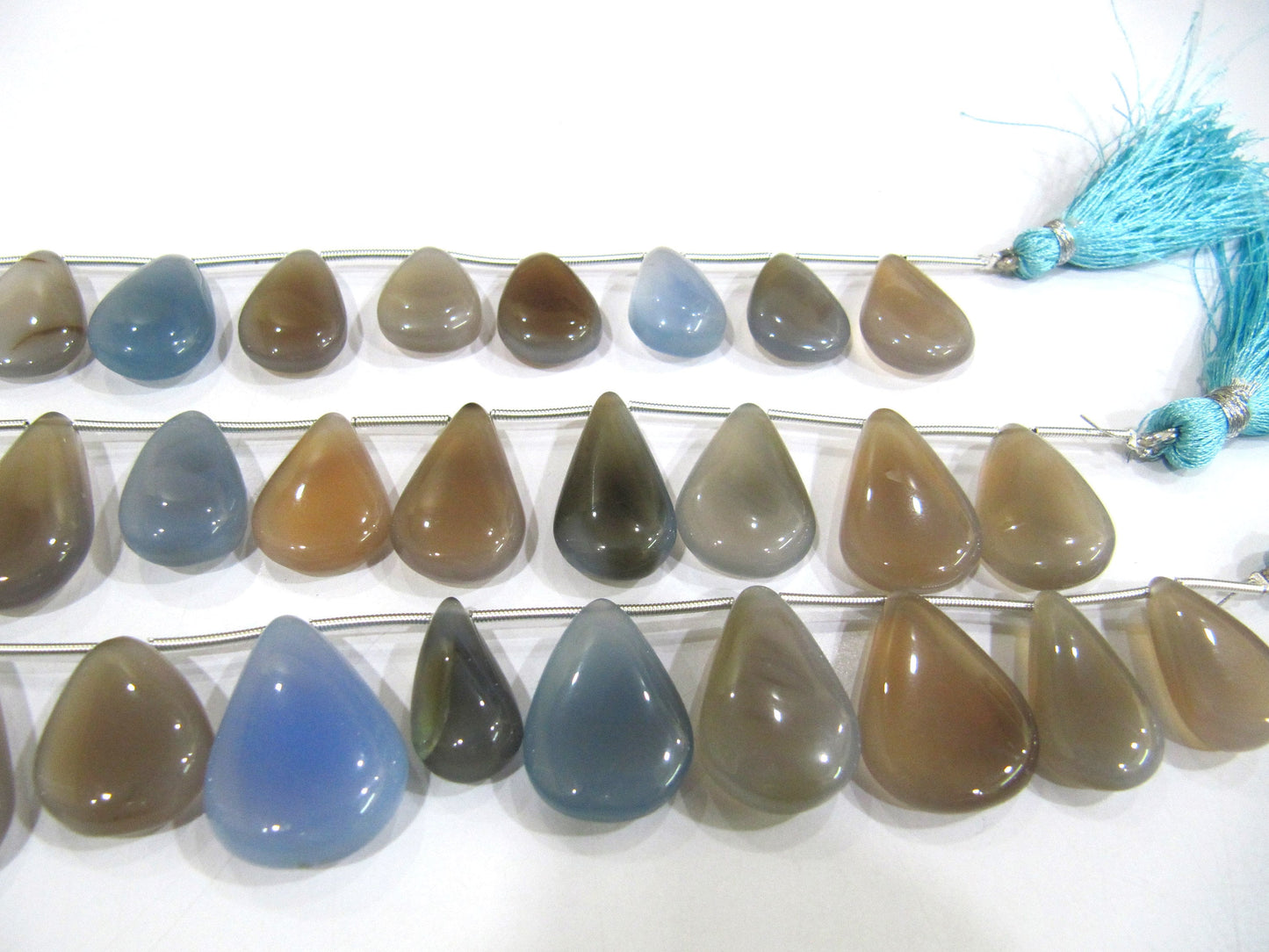 Natural Chalcedony Pear  Shape 15 to 20mm Plain Smooth Beads sold Per Strand 8 inches Long multi GemStone beads