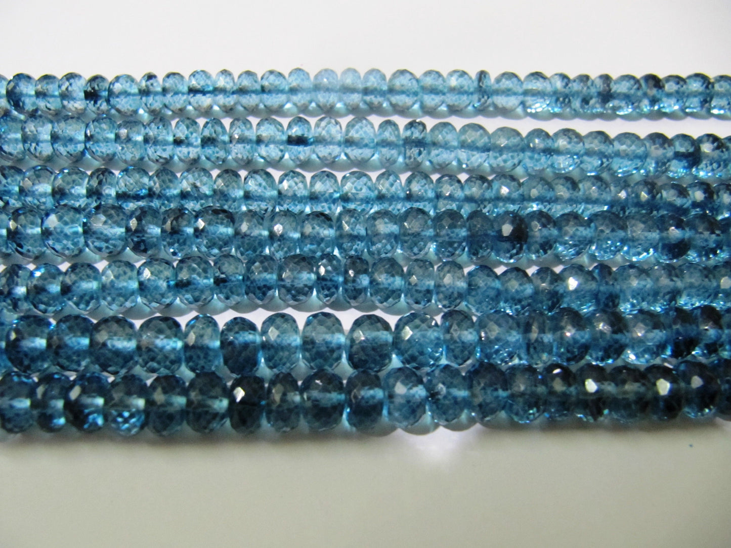 Topaz London Blue Color 8mm Rondelle Faceted Gemstone Beads Sold Per Strand 8 Inches Long Great Quality Beads