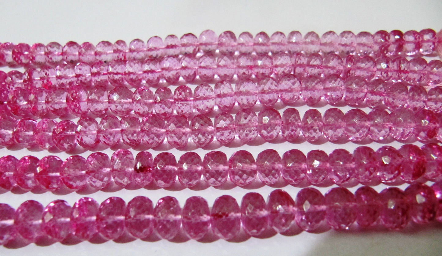 Natural Topaz Pink Color 8mm Rondelle Faceted Gemstone Beads Sold Per Strand 8 Inches Long Jewellery Making Beads