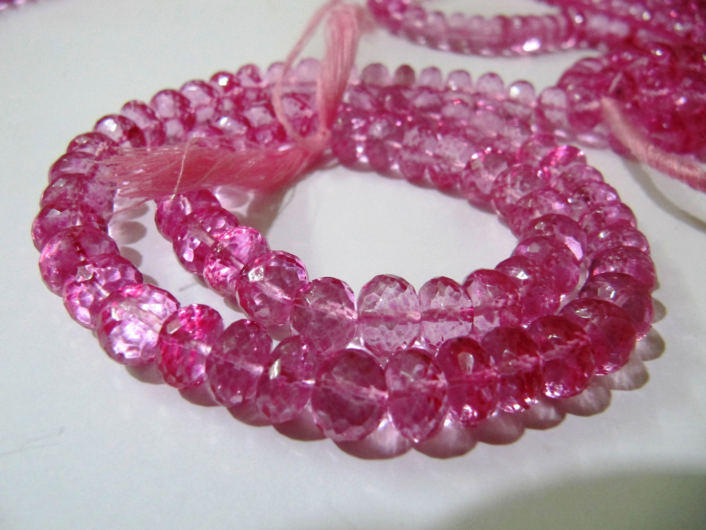 Natural Topaz Pink Color 8mm Rondelle Faceted Gemstone Beads Sold Per Strand 8 Inches Long Jewellery Making Beads