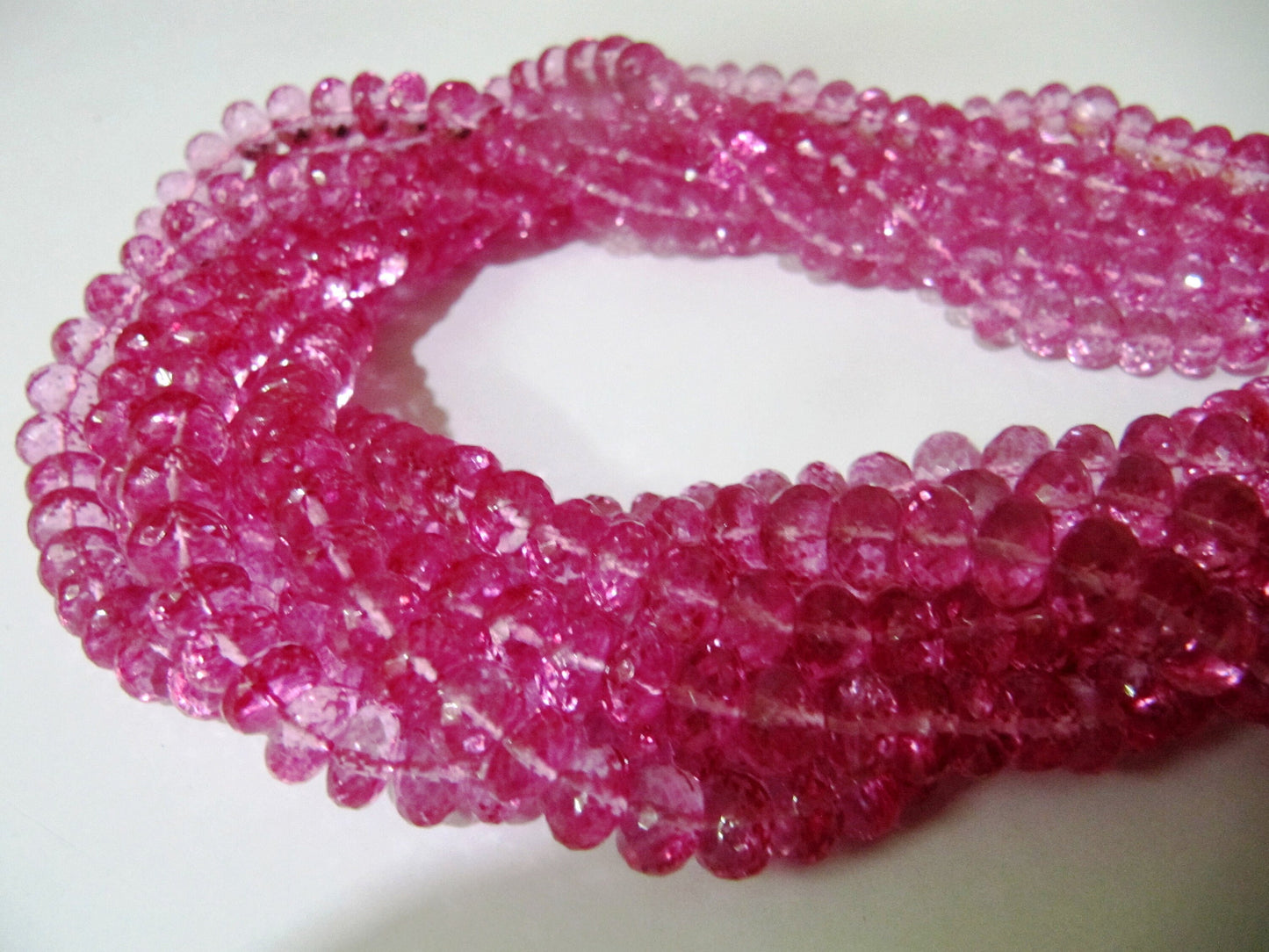 Natural Topaz Pink Color 8mm Rondelle Faceted Gemstone Beads Sold Per Strand 8 Inches Long Jewellery Making Beads