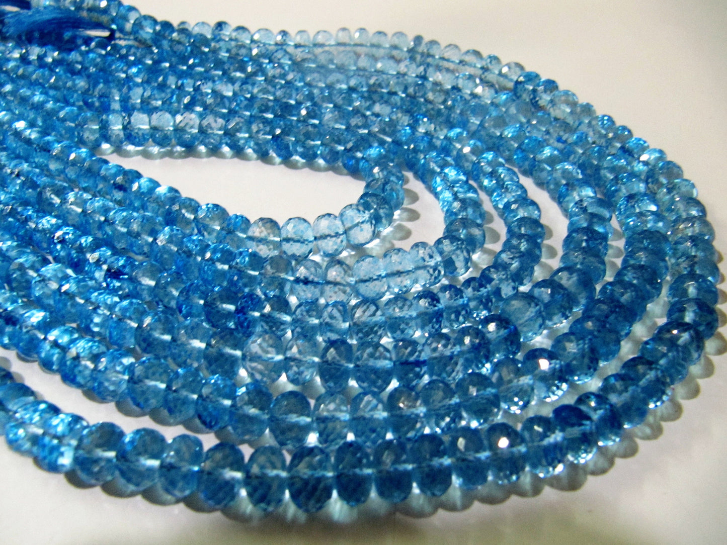 Natural Topaz 8mm Rondelle faceted Beads Swiss blue Topaz Color Gemstone Strand 8 Inches Long Best Quality Gemstone Beads