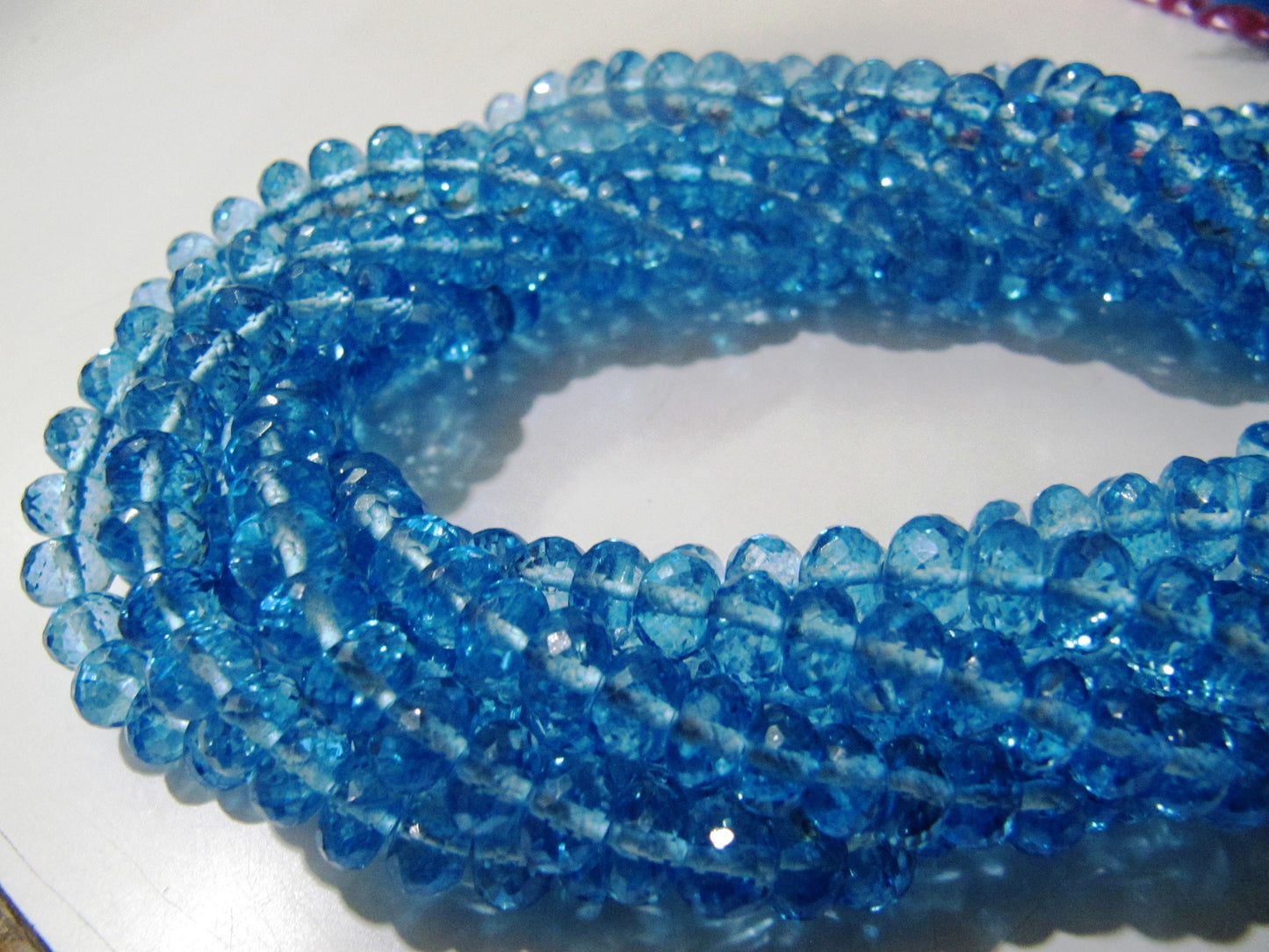 Natural Topaz 8mm Rondelle faceted Beads Swiss blue Topaz Color Gemstone Strand 8 Inches Long Best Quality Gemstone Beads