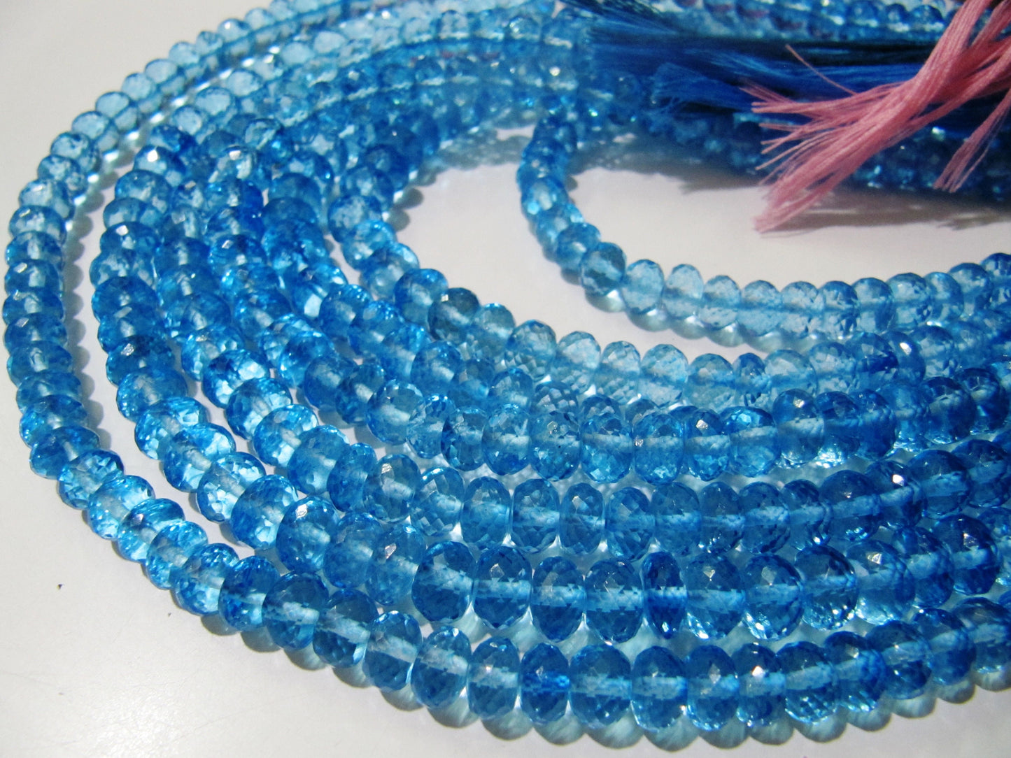 Natural Topaz 8mm Rondelle faceted Beads Swiss blue Topaz Color Gemstone Strand 8 Inches Long Best Quality Gemstone Beads