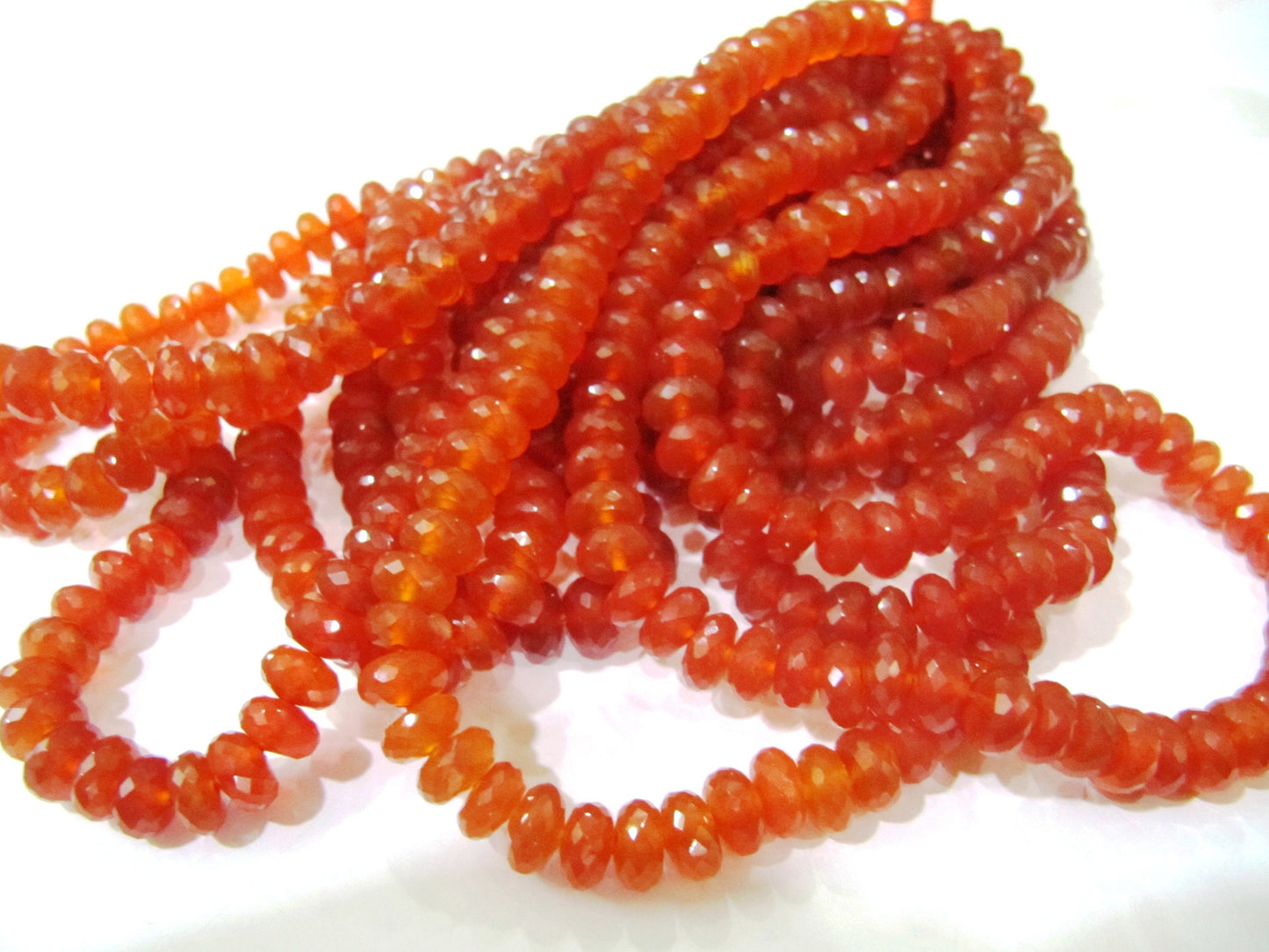 Natural Carnelian Rondelle Faceted 8mm Gemstone Beads Sold Per Strand 8 inches Long Great Quality Beads