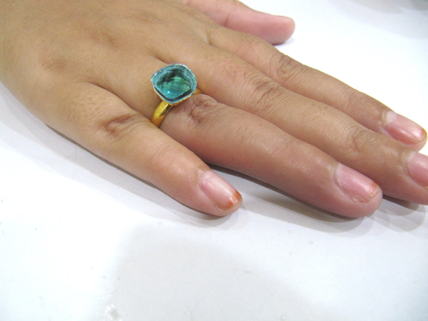 Gemstone Rings Cushion shape  Gemstone Rings Gold plated Flexible Size Sold Per Piece Choose The Color