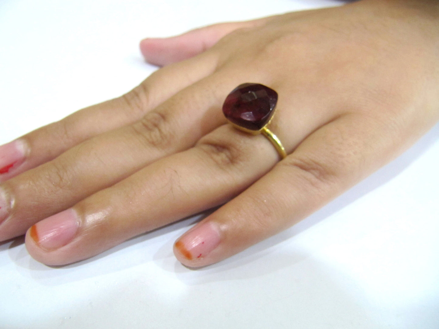 Gemstone Rings Cushion shape  Gemstone Rings Gold plated Flexible Size Sold Per Piece Choose The Color